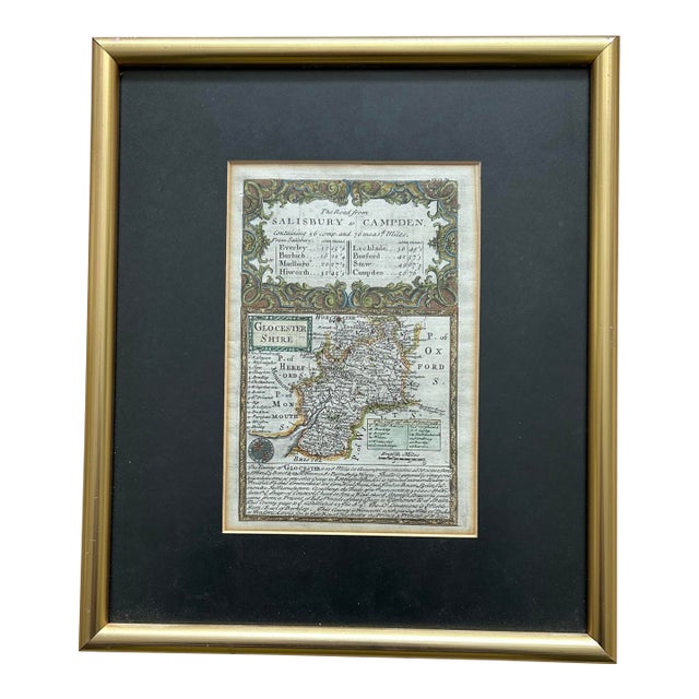 Early 18th Century English Map - The Road From Salisbury to Campden 1720 For Sale