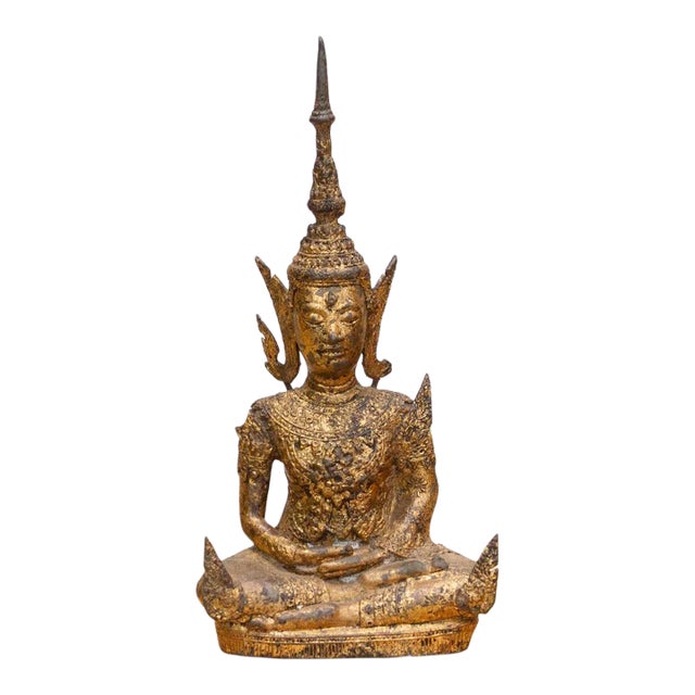 Golden Serenity, Antique Thai Meditation Figure For Sale