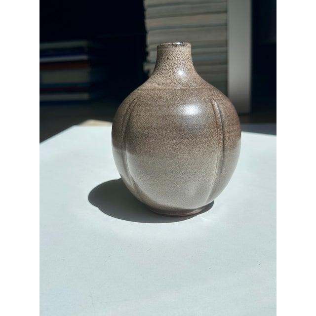 Hand-Thrown Speckled Mocha Brown Glazed Studio Ceramic Vase by Kristian Körting, Germany, 1980s For Sale - Image 10 of 17