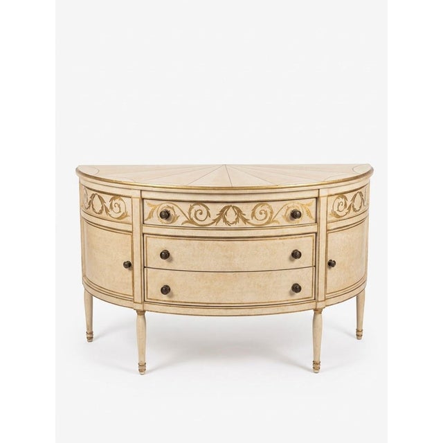 An exceptional example of refined craftsmanship, this Neoclassical demilune console chest by Niermann Weeks brings classic...