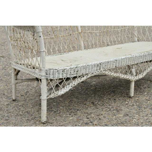 Antique Victorian Wicker Rattan Sunroom Patio Furniture Sofa Couch