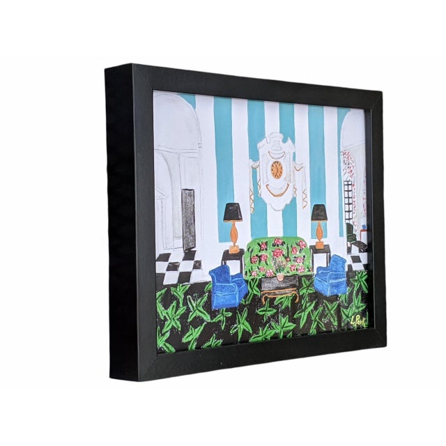 Dorothy Draper Original Fauvist Greenbrier Resort Hotel "Lobby Lounge" Dorothy Draper Interior Art For Sale - Image 4 of 14