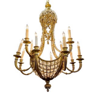 19th Century French Louis XVI Gilt Bronze and Crystal Chandelier For Sale