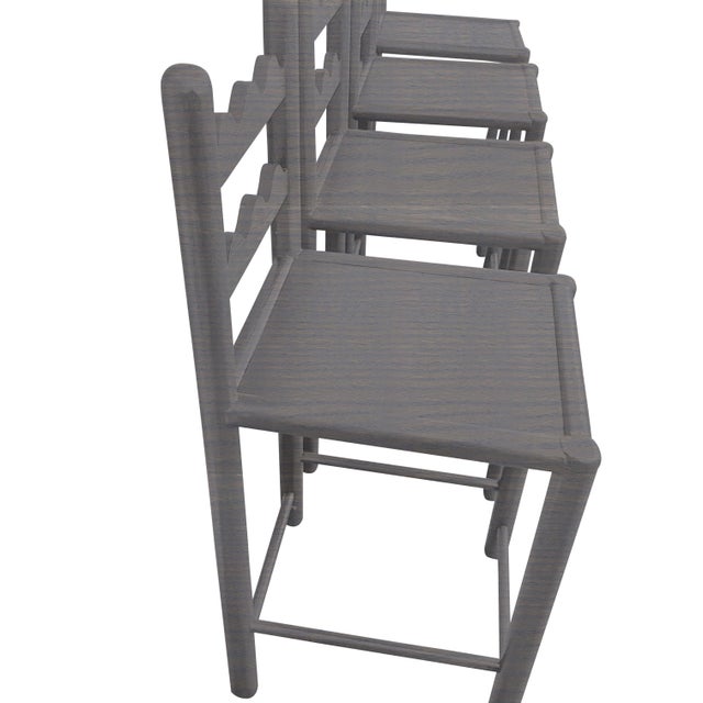 2000 - 2009 Solid Oak Country French Counter Stools Carbon Grey - 3 For Sale - Image 5 of 5