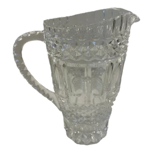 Vintage Lead Cut Crystal American Briliant Pitcher with Ornate Patterns