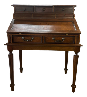Traditional Cherry Secretary Desk With Tambour Storage and Compass Inlay French Style Secretary Desk With Inlay