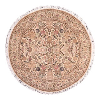 Shabby Chic Pak-Persian Beige/Pink Wool Round Rug- 8'0'' X 8'1'' For Sale