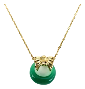 Van Cleef & Arpels Green Onyx 18k Yellow Gold Wreath Pendant Necklace
