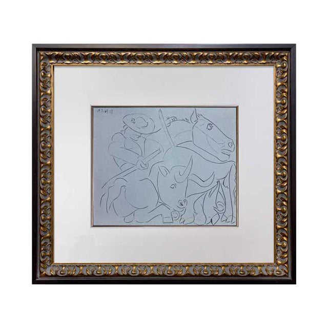 Pablo Picasso Linogravure Limited Edition "La Pique Cassee" 1959 W/Frame For Sale