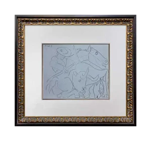 Pablo Picasso Linogravure Limited Edition "La Pique Cassee" 1959 W/Frame