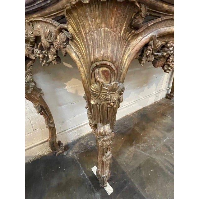19th Century French Louis XV Carved and Gilted Console For Sale In Dallas - Image 6 of 9
