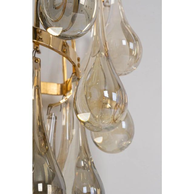 Large Golden Gilded Brass and Crystal Sconces by Palwa, Germany, 1970s, Set of 2 For Sale - Image 4 of 9
