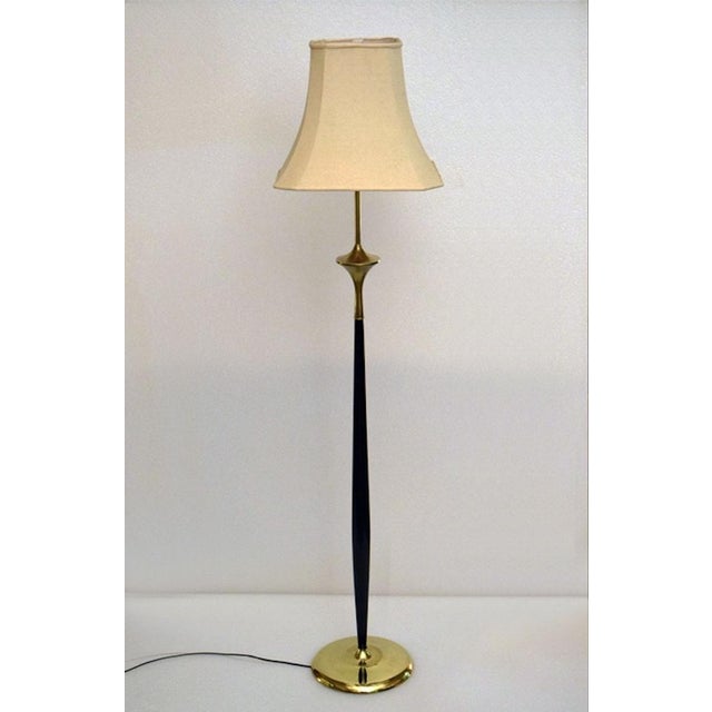 Guglielmo Urlich floor lamp, 1950s. Floor lamp from 1950 attributed to Guglielmo Ulrich. Tapered mahogany shaft, with...