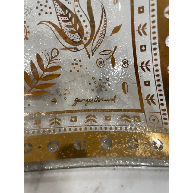 Mid-Century Modern 1950s Mid-Century Modern Georges Briard Pebbled, Rectangular Dish With Gilded Persian Garden Motif For Sale - Image 3 of 10