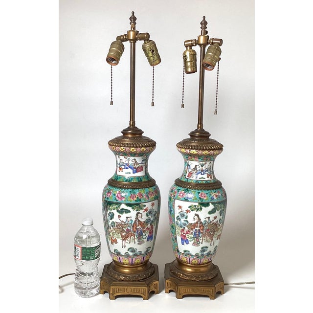 Early 19th Century Stunning Early 19th Century Chinese Export Bronze Mounted Lamps - a Pair For Sale - Image 5 of 13