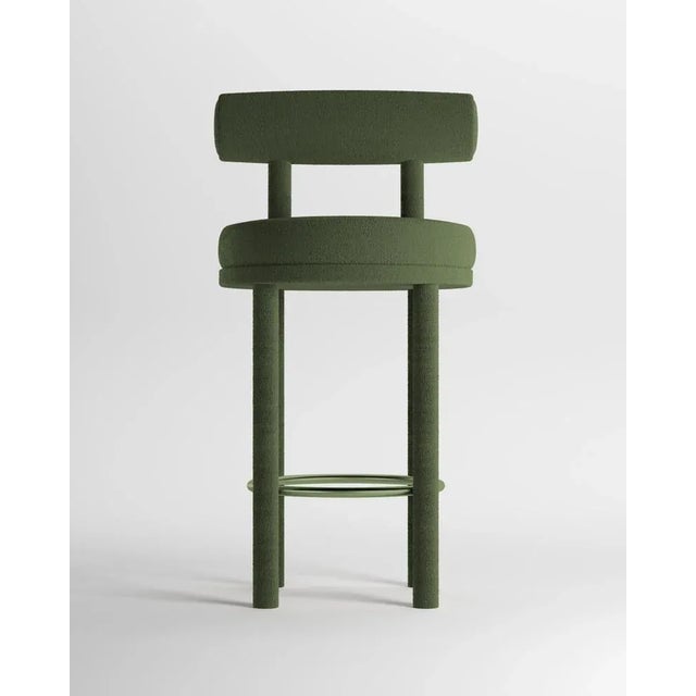 Not Yet Made - Made To Order Collector Moca Bar Chair in Boucle Green by Studio Rig For Sale - Image 5 of 5