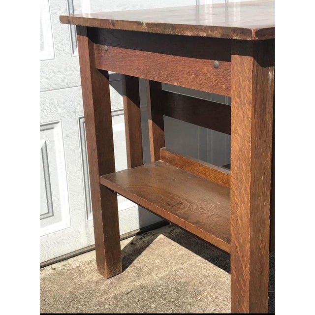 Early 20th Century Arts & Craft Mission Solid Oak Library Desk 1920s For Sale - Image 4 of 8