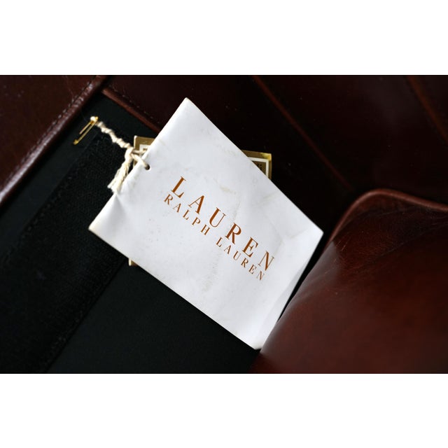 Ralph Lauren British Colonial Lounge Chair in Brown Leather, Mahogany & Brass For Sale - Image 12 of 13