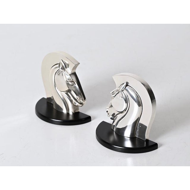 Silver-Plated Horse Bookends by Pierre Cardin for Lamag, Italy, 1980s, Set of 2 For Sale - Image 9 of 16
