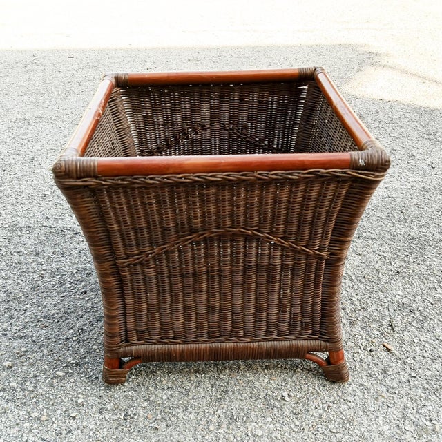 Coloured Bamboo Wicker and Wicker Pot Holder, Italy, 1970s For Sale - Image 6 of 9