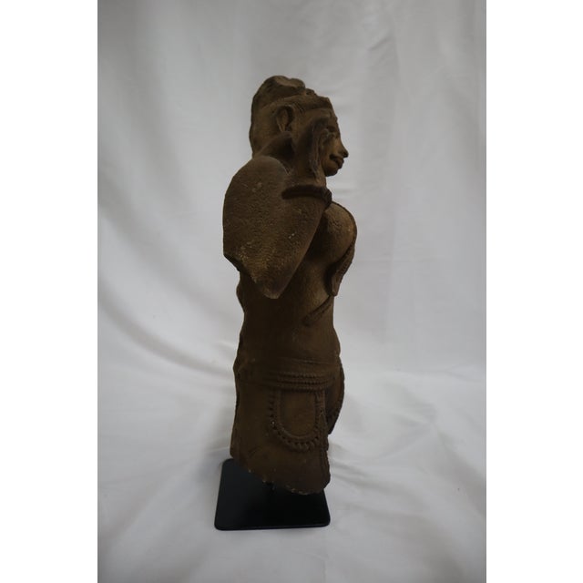 Stone Hindu Celestial Beauty (Surasundari or Aspara) Antique Indian Statue on Stand For Sale - Image 7 of 11