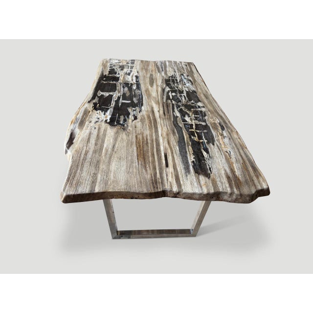 Andrianna Shamaris Live Edge Petrified Wood Dining Table For Sale - Image 17 of 18