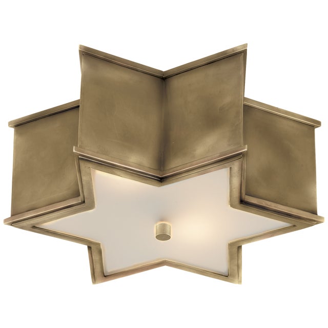 Sophia Small Flush Mount in Natural Brass with Frosted Glass Designer: Alexa Hampton Mounting: Flush Shade Detail: Frosted...