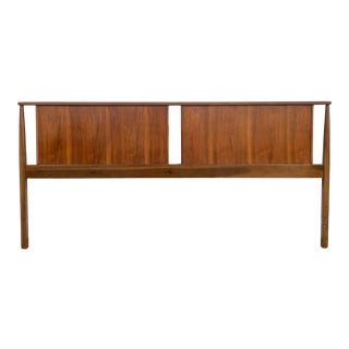 1960s Mid Century Modern Walnut King Headboard For Sale