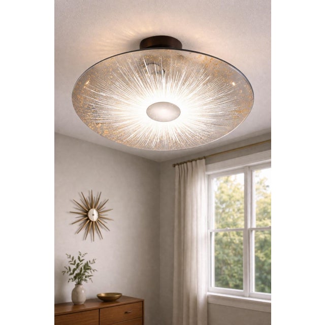 1950s Lightolier Mid-Century Modern Double Glass Flying Saucer Flush Mount Ceiling Light For Sale - Image 9 of 9