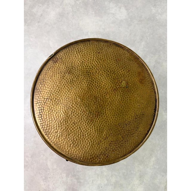 Vienna Secession Oak Side Table with Brass Top and Beaded Details, 1890s For Sale - Image 6 of 10