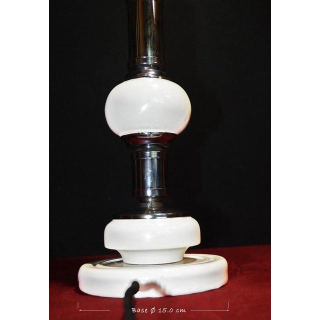 Cream Modernist Art Deco French Chrome, Porcelain and Opaline Glass Table Lamp, 1940s For Sale - Image 8 of 18
