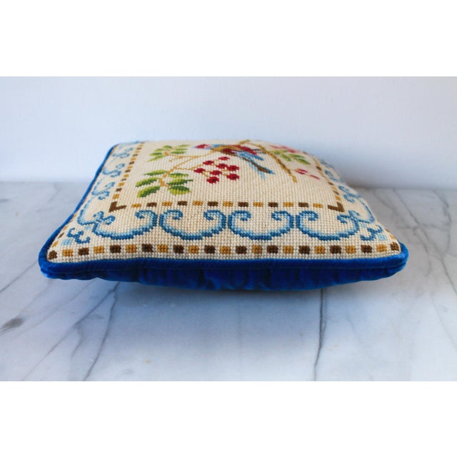 Vintage Embroidered Bird Accent Pillow For Sale - Image 4 of 11