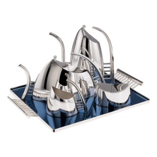 Vintage 20th Century Italian Silver Plated Tea Set from Sabattini, 1990s, Set of 5 For Sale