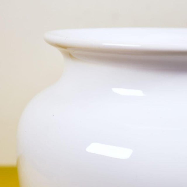 1980s White Glazed Terracotta Vase For Sale - Image 5 of 9