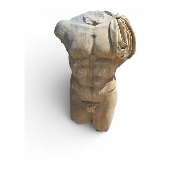 Impressive monumental marble sculpture depicting the torso of a Greek athlete, created in Italy during the 1950s. Inspired...