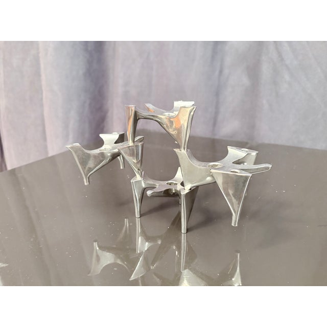 Metal Space Age Modular Candlesticks from Hammonia Motard, Germany, 1970s, Set of 4 For Sale - Image 7 of 9