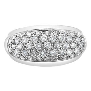 Pave Diamond Cluster Diamond Ring 14k White Gold, Size 5.5 For Sale