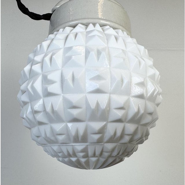 Vintage White Porcelain Pendant Light, 1970s For Sale - Image 4 of 16