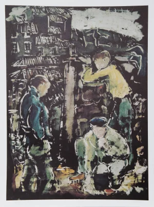 Bogdan Grom, Boys at Play, Lithograph