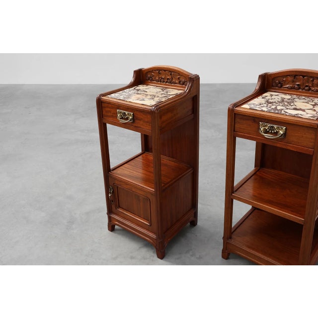 Art Nouveau Nightstands with Marble Top attributed to Paul Alexandre Dumas, France, 1910s, Set of 2 For Sale - Image 9 of 18
