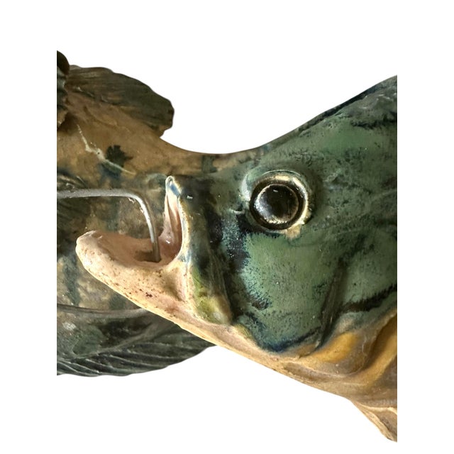 Vintage Coastal / Nautical Trompe l'Oeil Handmade Ceramic Pottery Caught / Chain of Fish Cabin / Hunting Lodge Sculpture For Sale In Dallas - Image 6 of 8