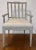 Original retail $1485, stylish Theodore Alexander Transitional Gray Wood Tristan Arm Chair/Desk Chair, woven beige seat...
