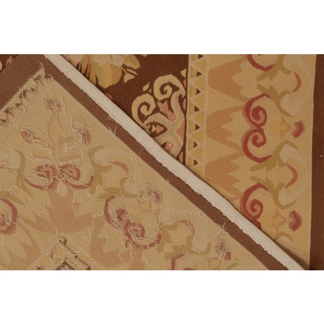 Rug & Kilim’s Aubusson Flatweave Style Rug in Brown With Beige Floral Patterns For Sale In New York - Image 6 of 6