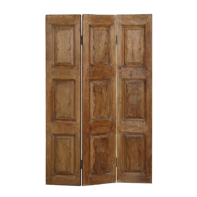 1950s Vintage Indian Teakwood 3 Panel Screen For Sale - Image 5 of 5