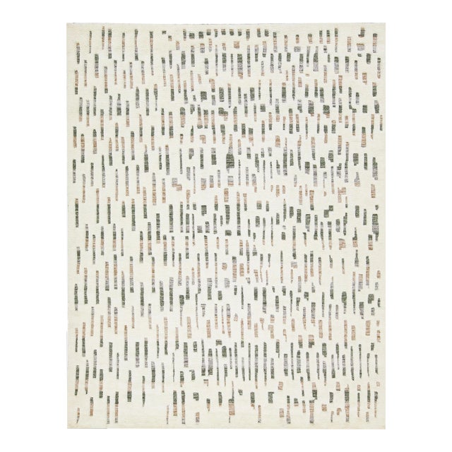 Apadana's Modern Handmade Wool Rug Moroccan-Style in Ivory With Abstract Motif For Sale