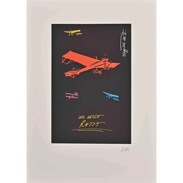 Red Aircraft is a lithograph print on ivory-colored cardboard realized by Fabio De Poli in the late 20th century. Hand...