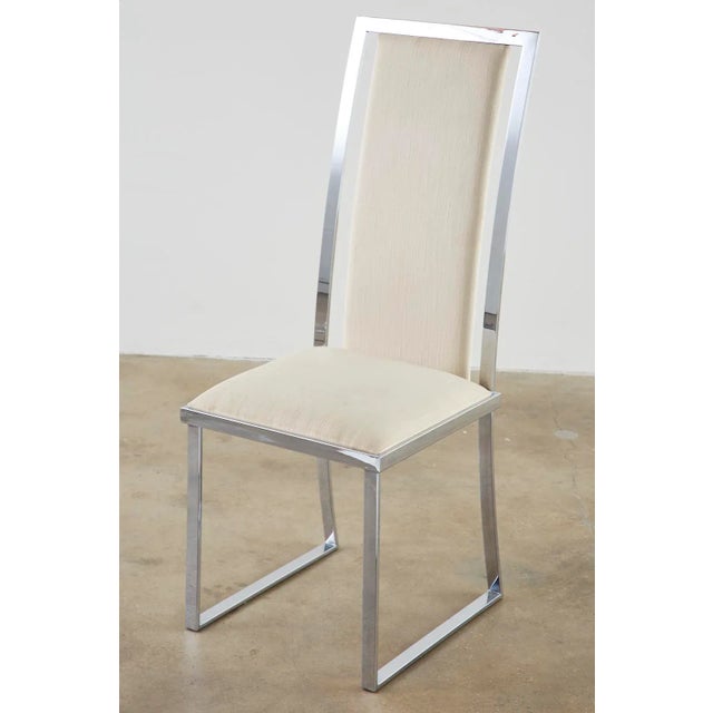 Set of Six Pierre Cardin Flat Bar Chrome Dining Chairs For Sale In Sacramento - Image 6 of 13