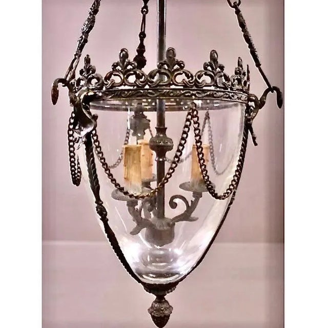 This is an uncommon mid-20th century rendition of a French Louis XVI-Style Glass Cloche (or bell) Lantern. The lantern was...