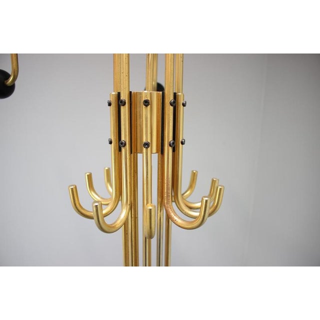 Italian Brass Coat Rack with Black Wooden Finials, 1980 For Sale - Image 4 of 12