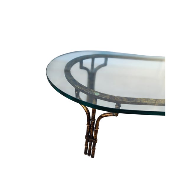 Vintage Metal Faux Bamboo Italian Regency Coffee Table Gold Gilt Maison Style For Sale - Image 4 of 18